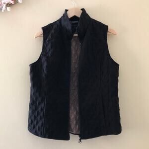 Quilted Vest Full Zip Lined Black Size M
